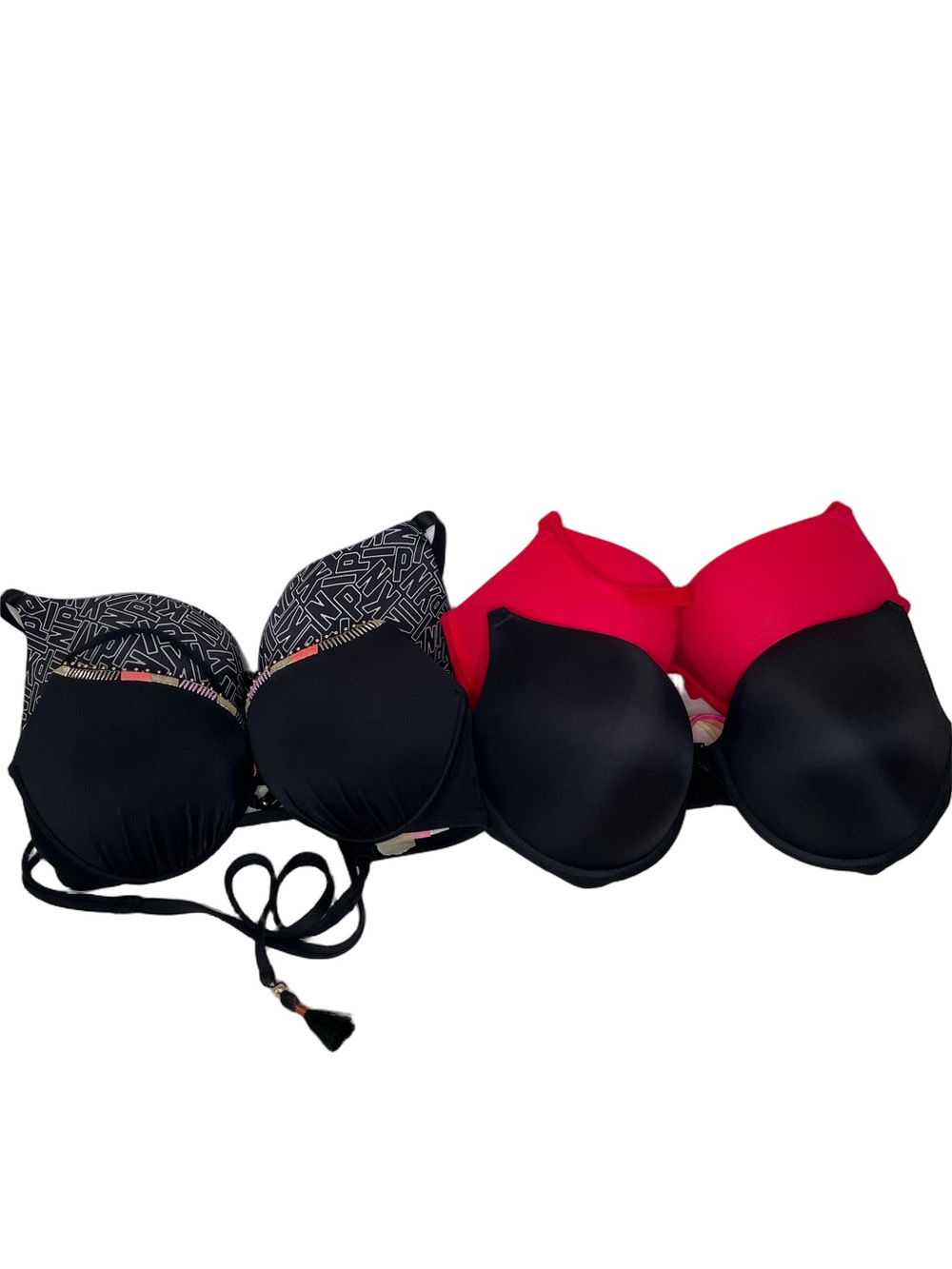 Two Black, One Gray And One Red Bra Extravaganza - Like NEW